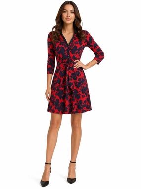 [Talbots] NWT Classic Red / Navy Floral Dress
